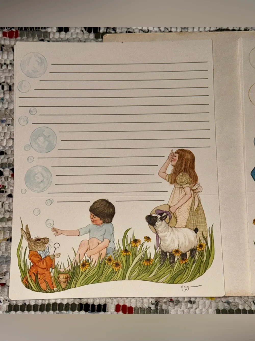 1970s ‘Fantasy Friends’ Stationery Set Bunny Tea Party Anthropomorphic Animals